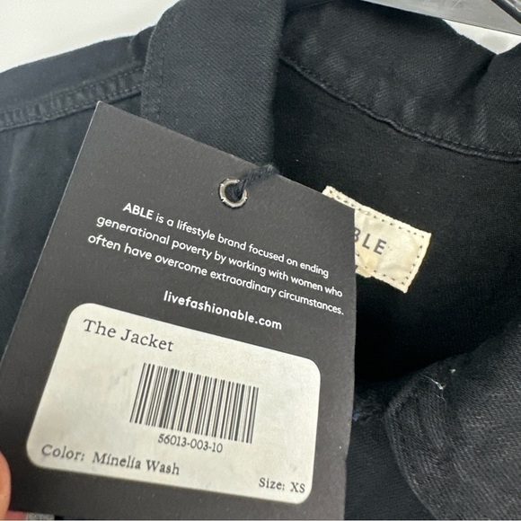 Able The Jacket XS Black Denim Jeans Jacket NWT Msrp $150 - Picture 3 of 4